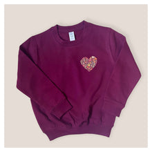 Load image into Gallery viewer, Burgundy Autumn Heart Baby & Children's Sweatshirt • READY TO SHIP • Kids Jumper •
