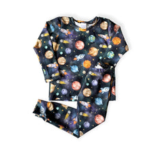 Load image into Gallery viewer, Blue Space, Planets & Rockets Baby & Children's Long Sleeve Top • ORGANIC • MADE TO ORDER • Kids •