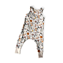 Load image into Gallery viewer, Autumn Days Pumpkins Baby & Children's Romper • ORGANIC • MADE TO ORDER • Kids Romper •