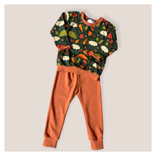 Load image into Gallery viewer, Green Autumn Rainy Days Baby & Children's Cuffed Top • ORGANIC • MADE TO ORDER •