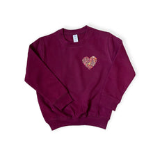Load image into Gallery viewer, Burgundy Autumn Heart Baby & Children's Sweatshirt • READY TO SHIP • Kids Jumper •