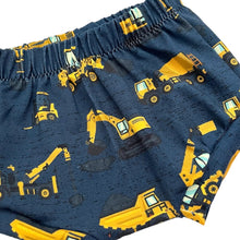 Load image into Gallery viewer, Navy Construction Baby & Children's Bummies • READY TO SHIP • 3-6 Months •