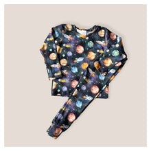Load image into Gallery viewer, Blue Space, Planets & Rockets Baby & Children's Long Sleeve Top • ORGANIC • MADE TO ORDER • Kids •