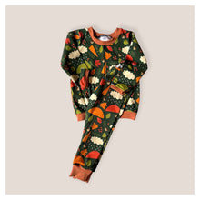 Load image into Gallery viewer, Green Autumn Rainy Days Baby & Children's Romper • ORGANIC • MADE TO ORDER • Kids Romper •