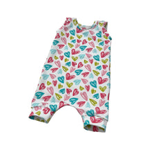 Load image into Gallery viewer, Pastel Hearts Baby & Child's Shortie Romper • MADE TO ORDER • Kids Romper •