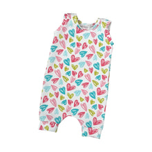 Load image into Gallery viewer, Pastel Hearts Baby & Child's Shortie Romper • MADE TO ORDER • Kids Romper •