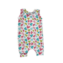 Load image into Gallery viewer, Pastel Hearts Baby & Child's Shortie Romper • MADE TO ORDER • Kids Romper •