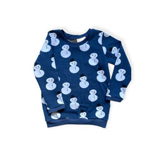 Load image into Gallery viewer, Blue Snowman Baby & Children's Cuffed Top • ORGANIC • MADE TO ORDER • Kids •