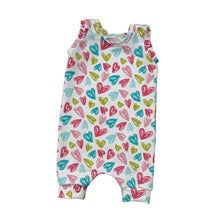 Load image into Gallery viewer, Pastel Hearts Baby & Child's Shortie Romper • READY TO SHIP • 6-9 Months •Kids Romper •