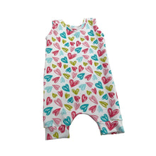 Load image into Gallery viewer, Pastel Hearts Baby & Child's Shortie Romper • MADE TO ORDER • Kids Romper •