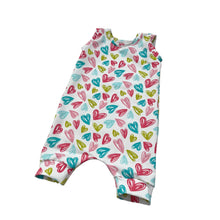 Load image into Gallery viewer, Pastel Hearts Baby & Child's Shortie Romper • READY TO SHIP • 6-9 Months •Kids Romper •