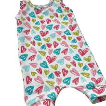 Load image into Gallery viewer, Pastel Hearts Baby & Child's Shortie Romper • READY TO SHIP • 6-9 Months •Kids Romper •