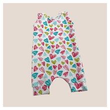 Load image into Gallery viewer, Pastel Hearts Baby & Child's Shortie Romper • READY TO SHIP • 6-9 Months •Kids Romper •