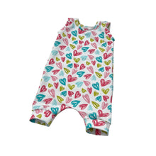 Load image into Gallery viewer, Pastel Hearts Baby & Child's Shortie Romper • READY TO SHIP • 6-9 Months •Kids Romper •