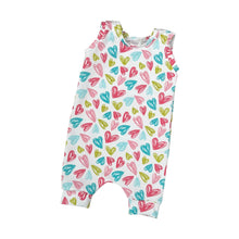 Load image into Gallery viewer, Pastel Hearts Baby & Child's Shortie Romper • READY TO SHIP • 6-9 Months •Kids Romper •
