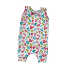 Load image into Gallery viewer, Pastel Hearts Baby & Child's Shortie Romper • MADE TO ORDER • Kids Romper •