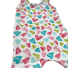 Load image into Gallery viewer, Pastel Hearts Baby & Child's Shortie Romper • MADE TO ORDER • Kids Romper •
