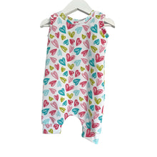 Load image into Gallery viewer, Pastel Hearts Baby & Child's Shortie Romper • READY TO SHIP • 6-9 Months •Kids Romper •