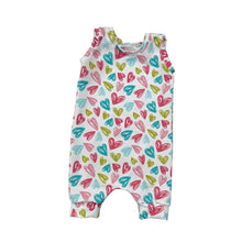 Load image into Gallery viewer, Pastel Hearts Baby & Child's Shortie Romper • READY TO SHIP • 6-9 Months •Kids Romper •