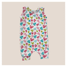 Load image into Gallery viewer, Pastel Hearts Baby & Child's Shortie Romper • READY TO SHIP • 6-9 Months •Kids Romper •