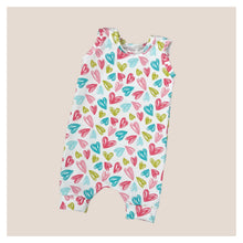 Load image into Gallery viewer, Pastel Hearts Baby & Child's Shortie Romper • MADE TO ORDER • Kids Romper •