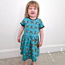 Load image into Gallery viewer, Blue Bees Baby & Children's Twirl Dress • ORGANIC • MADE TO ORDER • Kids Dress •