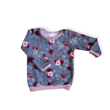 Load image into Gallery viewer, Grey & Pink Red Roses Baby & Children's Lightweight Jumper • MADE TO ORDER • Kids Jumper •