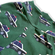 Load image into Gallery viewer, Green Police Cars Baby & Children's Cuffed Shorts • READY TO SHIP • 6-9 Months •