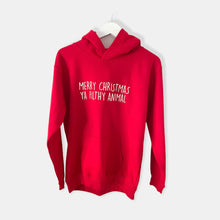 Load image into Gallery viewer, Merry Christmas Ya Filthy Animal Baby & Children's Red Hoodie • MADE TO ORDER • Kids •