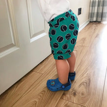 Load image into Gallery viewer, Green Tennis Ball Baby & Children's Cuffed Shorts • MADE TO ORDER • Kids Shorts •