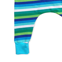 Load image into Gallery viewer, Blue & Green Stripes Baby & Children's Romper • MADE TO ORDER • Kids Romper •
