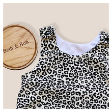 Load image into Gallery viewer, Black & White Baby & Children's Leopard Print Romper • MADE TO ORDER • Kids Romper •