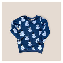 Load image into Gallery viewer, Blue Snowman Baby & Children's Cuffed Top • ORGANIC • READY TO SHIP • Kids •