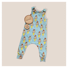 Load image into Gallery viewer, Blue Ice Creams Baby & Children's Romper • Organic • READY TO SHIP • Kids Romper •
