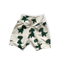 Load image into Gallery viewer, Green Dinosaurs Baby & Children's Cuffed Shorts • ORGANIC • READY TO SHIP •