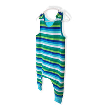 Load image into Gallery viewer, Blue & Green Stripes Baby & Children's Romper • MADE TO ORDER • Kids Romper •