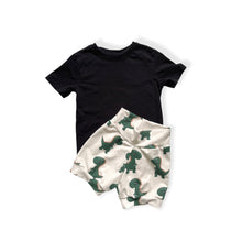 Load image into Gallery viewer, Green Dinosaur Baby & Children's Cuffed Shorts • ORGANIC • MADE TO ORDER •