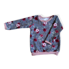 Load image into Gallery viewer, Grey & Pink Red Roses Baby & Children's Lightweight Jumper • MADE TO ORDER • Kids Jumper •