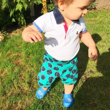 Load image into Gallery viewer, Green Tennis Ball Baby & Children's Cuffed Shorts • MADE TO ORDER • Kids Shorts •