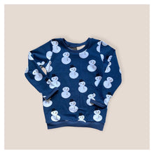 Load image into Gallery viewer, Blue Snowman Baby & Children's Cuffed Top • ORGANIC • READY TO SHIP • Kids •