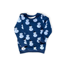 Load image into Gallery viewer, Blue Snowman Baby & Children's Cuffed Top • ORGANIC • READY TO SHIP • Kids •