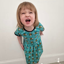 Load image into Gallery viewer, Blue Bees Baby & Children's Twirl Dress • ORGANIC • MADE TO ORDER • Kids Dress •