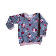 Load image into Gallery viewer, Grey & Pink Red Roses Baby & Children's Lightweight Jumper • MADE TO ORDER • Kids Jumper •