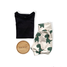 Load image into Gallery viewer, Green Dinosaur Baby & Children's Cuffed Shorts • ORGANIC • MADE TO ORDER •
