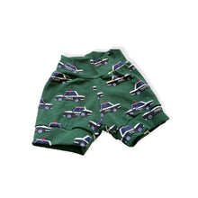 Load image into Gallery viewer, Green Police Cars Baby & Children's Cuffed Shorts • READY TO SHIP • 6-9 Months •