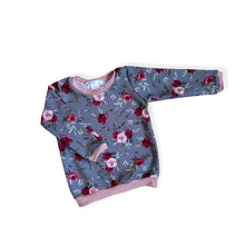 Load image into Gallery viewer, Grey & Pink Red Roses Baby & Children's Lightweight Jumper • MADE TO ORDER • Kids Jumper •