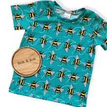 Load image into Gallery viewer, Blue Bees Baby & Children's T-Shirt • ORGANIC • MADE TO ORDER • Kids Tee •