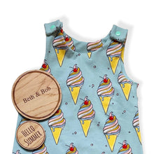 Load image into Gallery viewer, Blue Ice Creams Baby & Children's Romper • Organic • READY TO SHIP • Kids Romper •