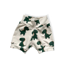 Load image into Gallery viewer, Green Dinosaurs Baby & Children's Cuffed Shorts • ORGANIC • READY TO SHIP •