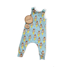 Load image into Gallery viewer, Blue Ice Creams Baby & Children's Romper • Organic • READY TO SHIP • Kids Romper •